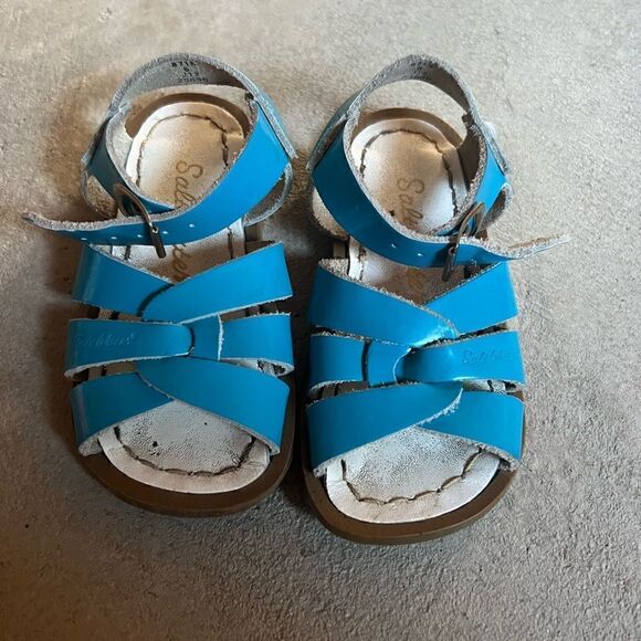 Toddler Salt Water Sandals Turquoise Patent - Picture 2 of 3